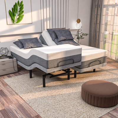 Monland Split King Adjustable Bed with 14 Inch Memory